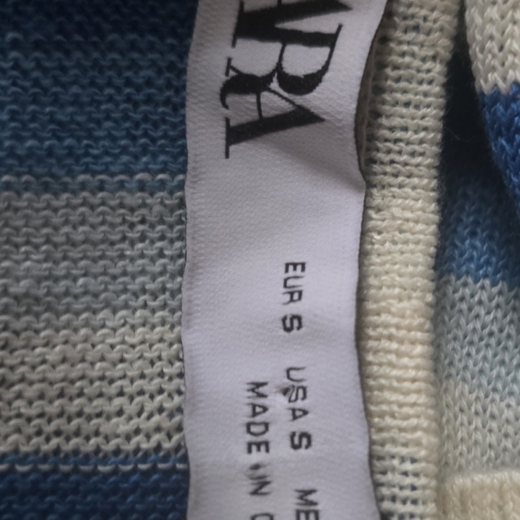 ZARA BLUE & CREAM V NECK Beach Cover up Sz S NWOT - Picture 7 of 8